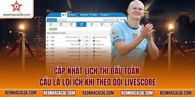 Cập nhật lịch thi đấu toàn cầu là lợi ích khi theo dõi Livescore